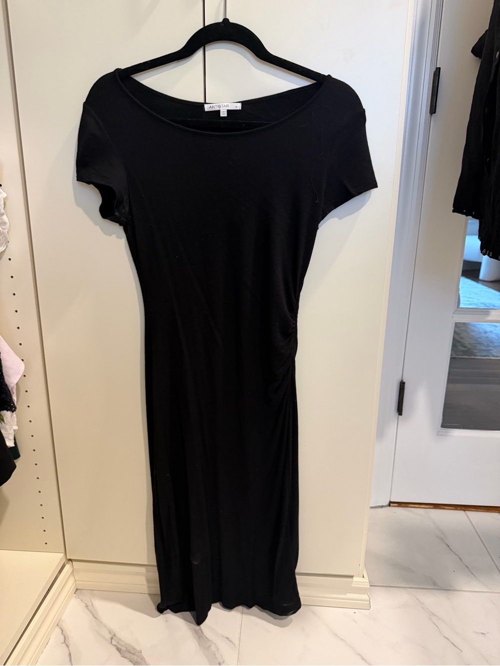 Anine Bing Black Short-Sleeve Midi Dress